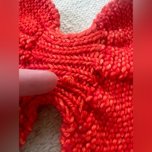 Misha & Puff Hot Red Wool Sledding Scarf Adult Women’s Orange Bright Handmade - Picture 5 of 11